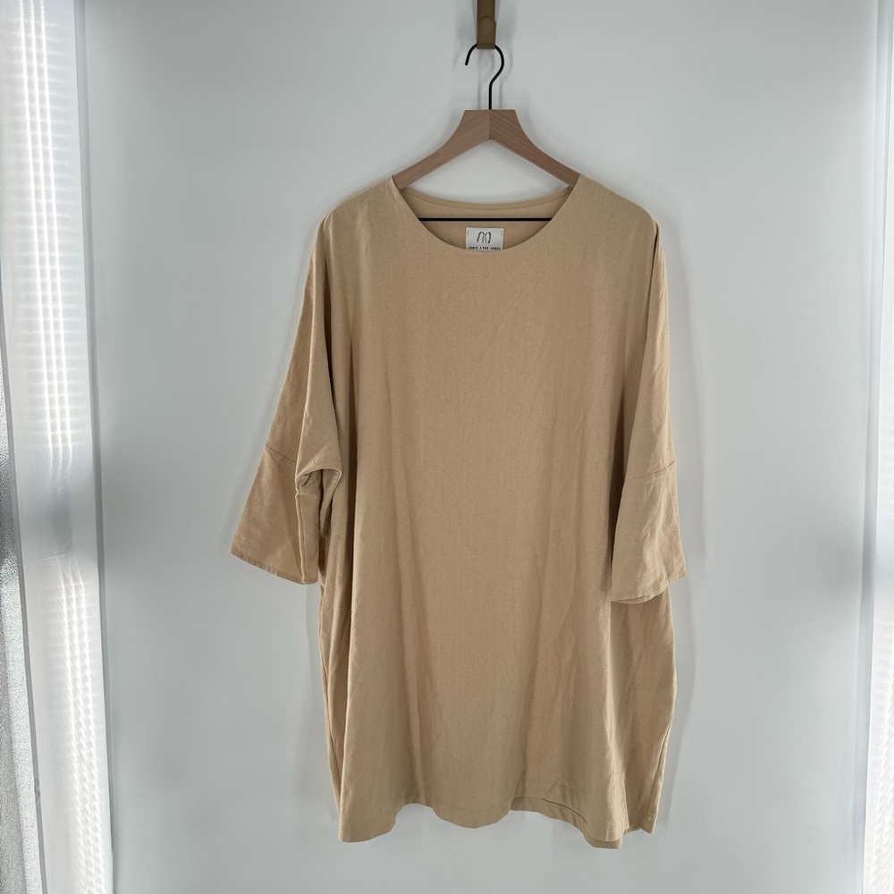 Jamie + the Jones Olive Raw Textured Silk T Dress Size XS